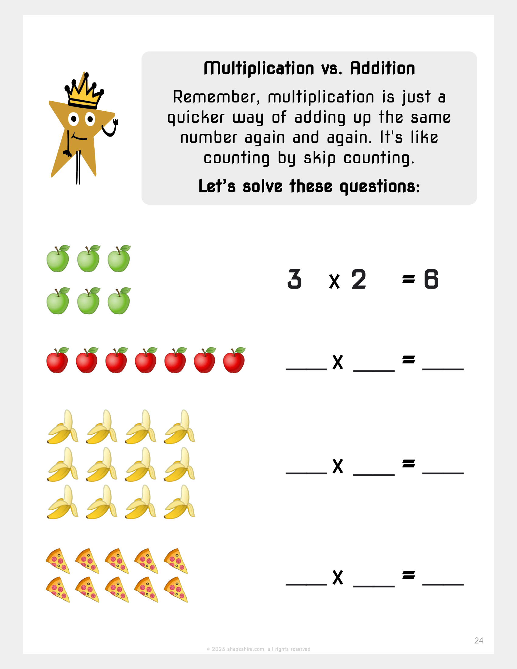 Starting Point Worksheet #04 – Multiplication - ShapeShire