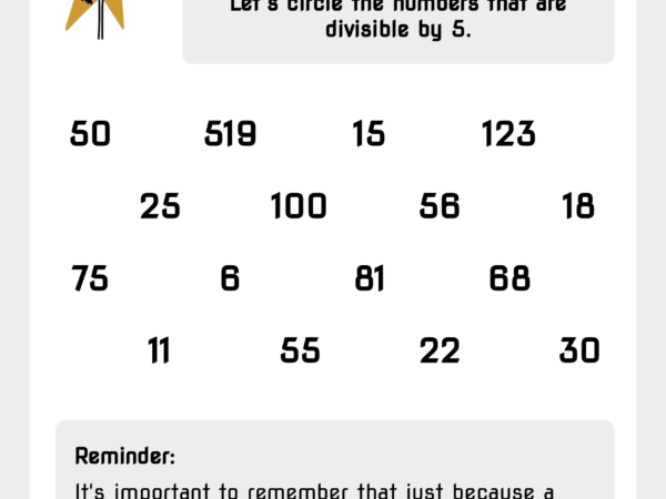 Starting Point Worksheet #09 – Divisibility by 5