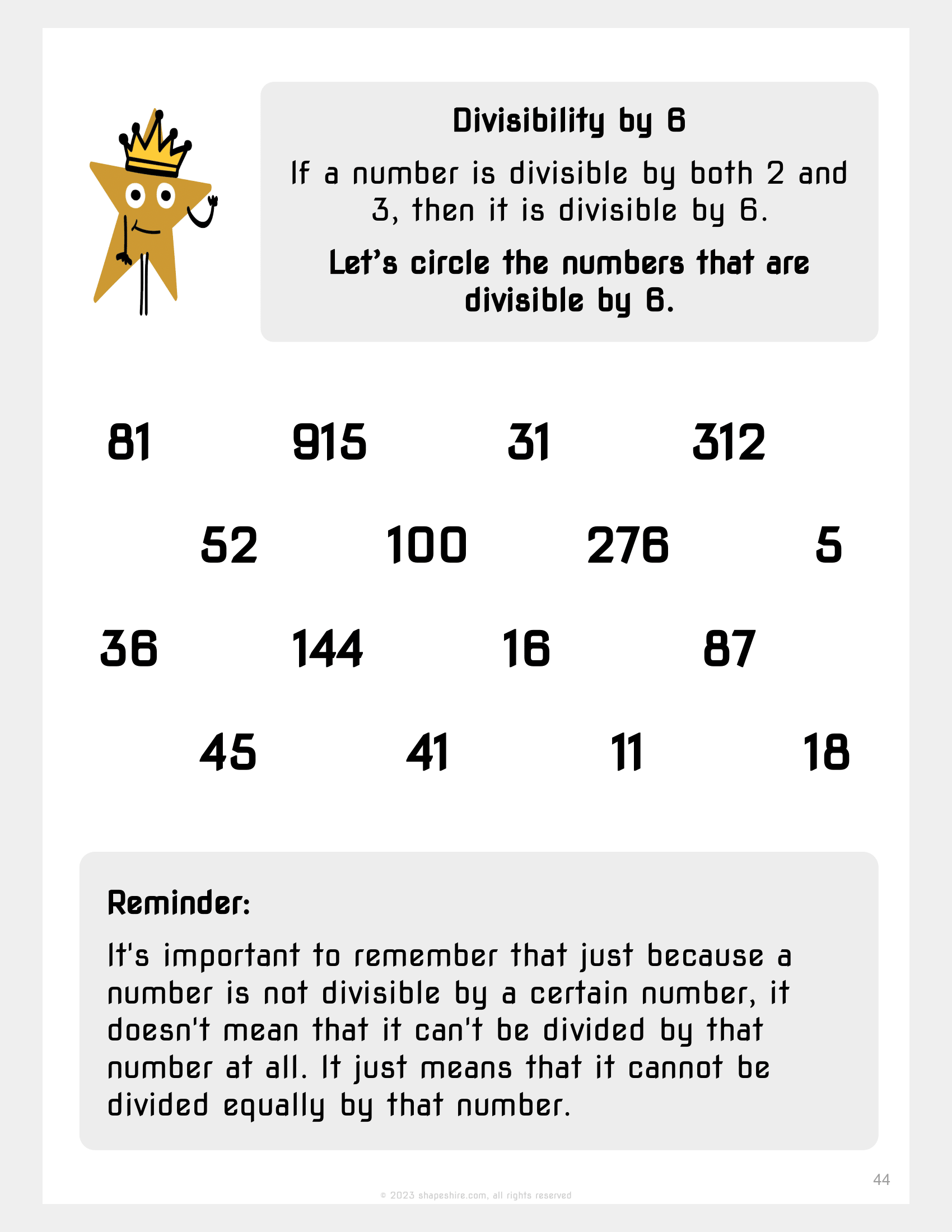 Starting Point Worksheet 10 Divisibility By 6 ShapeShire starting-point-worksheet-10-divisibility-by-6-shapeshire