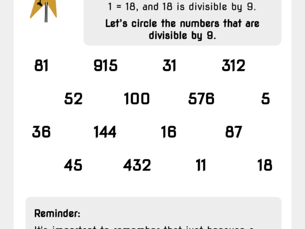 Starting Point Worksheet #11 – Divisibility by 9